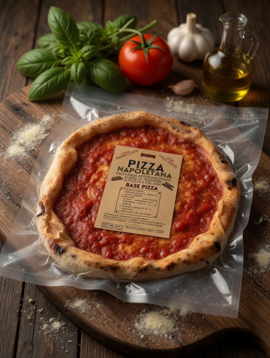 Pizza Base congelada, sellada al vacío
